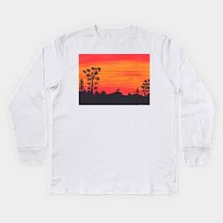 Sunset in Yellowstone Kids Long Sleeve T-Shirt